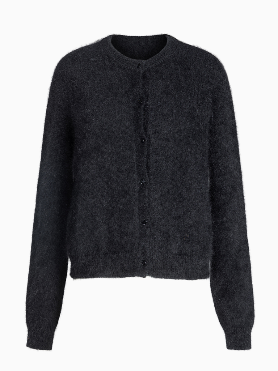 Angora-Cardigan in Schwarz von Roberto Collina